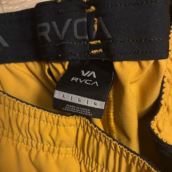 RVCA Men's Mustard Athletic Shorts - Picture 3 of 5
